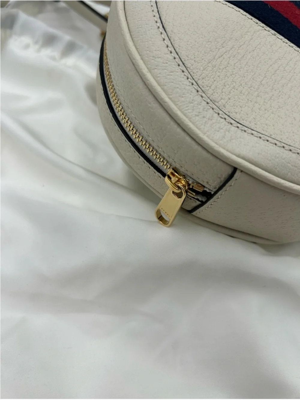 Gucci, Ophidia, mini round backpack featuring iconic gold tone double G logo NWT